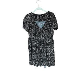 Ditzy Floral Whimsigoth Dark Academia Flirty Babydoll Dress smocked  Back Waist